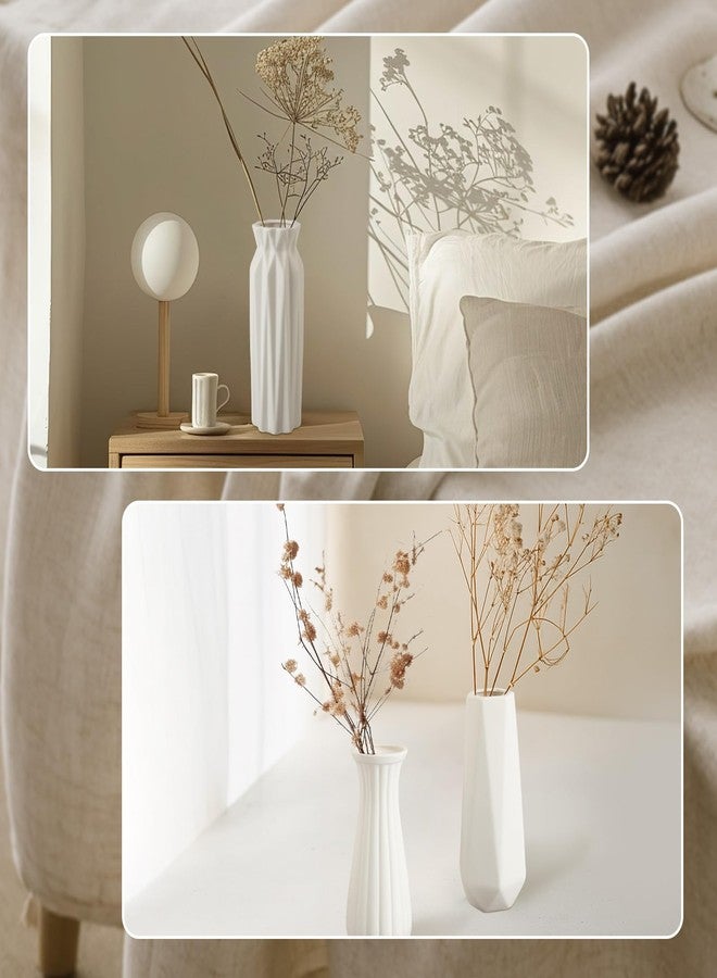 Ruckae 8 Inch Matte Ceramic Vases Set of 3 White Unglazed Vase Vintage Flower Vases for Wedding Dinner Table Party Office Centerpieces - Image 3